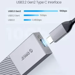 Θήκη M.2 NVMe SSD USB & USB-C 10Gbps Αλουμινίου Γκρι ORICO M206C3-G2
