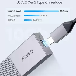 Θήκη M.2 NVMe SSD USB & USB-C 10Gbps Αλουμινίου Γκρι ORICO M206C3-G2