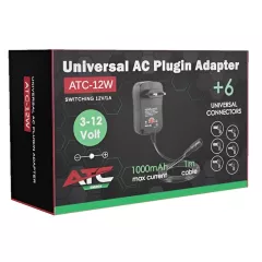 Τροφοδοτικό Universal Ρυθμιζόμενο 12W 3V–12V 1A Με 6 Κεφαλές ATC-12W