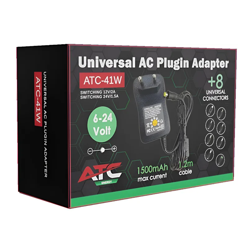 Τροφοδοτικό Universal Ρυθμιζόμενο 41W 3V–12V Με 8 Κεφαλές ATC-41W