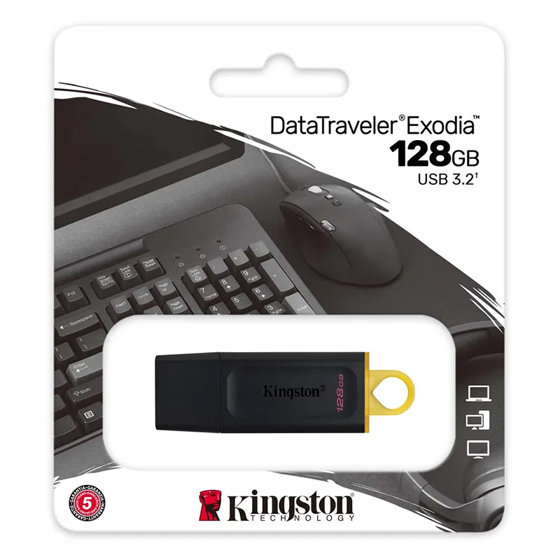 USB Flash Drive 128GB USB 3.2 Μαύρο Κίτρινο Kingston Exodia USB Flash Drive 128GB USB 3.2 Μαύρο Κίτρινο Kingston Exodia