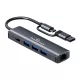 USB Hub 4 Θυρών 3.2 Με Ethernet USB-A Type-C Powertech PTR-0150 USB Hub 4 Θυρών 3.2 Με Ethernet USB-A Type-C Powertech PTR-0150