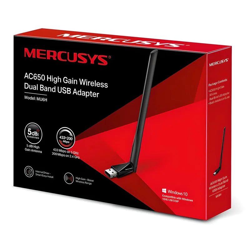 USB Wi-Fi Dual Band Με Κεραία 650Mbps Mercusys MU6H USB Wi-Fi Dual Band Με Κεραία 650Mbps Mercusys MU6H
