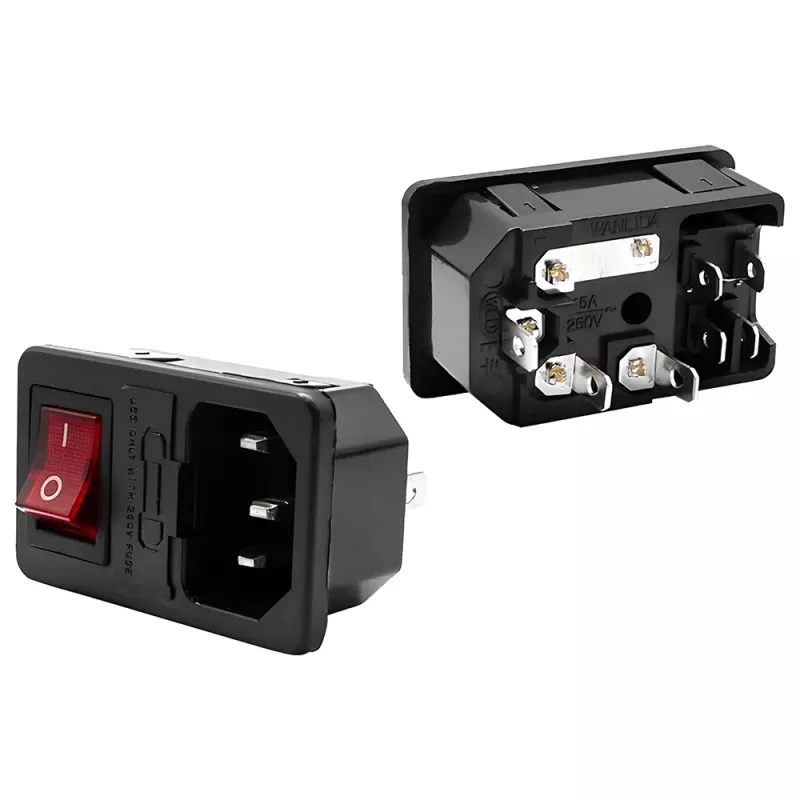 Υποδοχή Τροφοδοσίας IEC320 C14 Ασφάλεια Προστασίας 10A AC Panel Mount