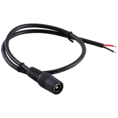 Βύσμα Τροφοδοσίας DC 5.5x2.1mm Θηλυκό με Καλώδιο 30cm Μαύρο
