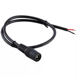 Βύσμα Τροφοδοσίας DC 5.5x2.1mm Θηλυκό με Καλώδιο 30cm Μαύρο