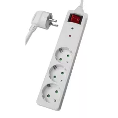 Πολύπριζο Ασφαλείας 3 Θέσεων Λευκός Schuko 16A 1.5m Powertech PT-879