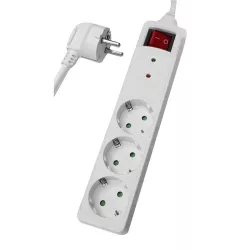 Πολύπριζο Ασφαλείας 3 Θέσεων Λευκός Schuko 16A 1.5m Powertech PT-879