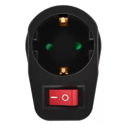 Αντάπτορας Ρεύματος Μαύρος Schuko 16A Διακόπτης On/Off Powertech PT-810