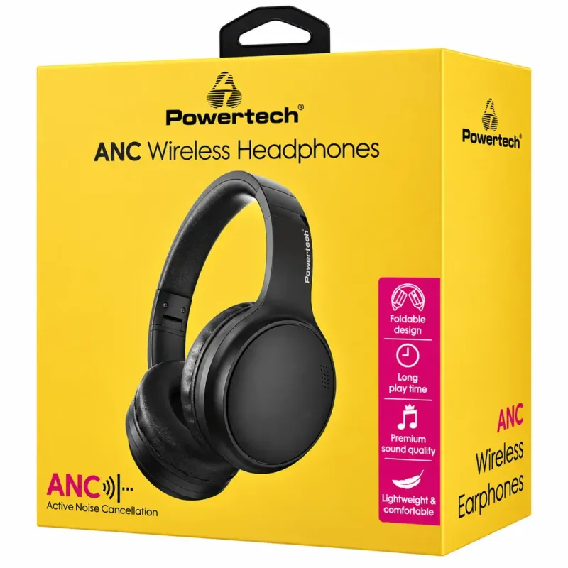 Ακουστικά Bluetooth Και Ενσύρματα ANC 40mm 30 Ώρες Μαύρα Powertech PT-1463 Ακουστικά Bluetooth Και Ενσύρματα ANC 40mm 30 Ώρες Μαύρα Powertech PT-1463
