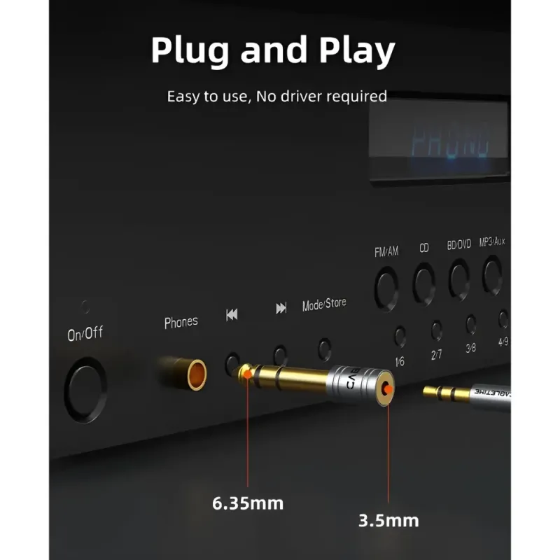 Αντάπτορας Ήχου Stereo 6.3mm Σε 3.5mm Cabletime CT-6M3F-AG