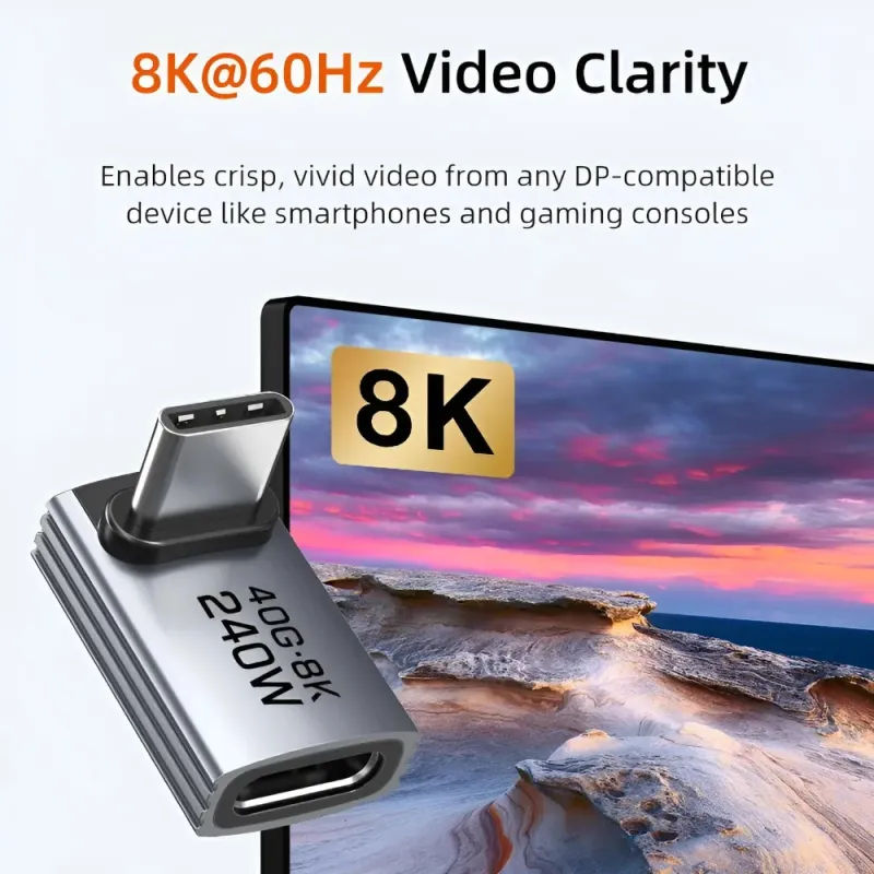 Αντάπτορας USB-C Γωνιακός USB4 240W 40Gbps 8K Γκρι Cabletime CT-OTG42-AG