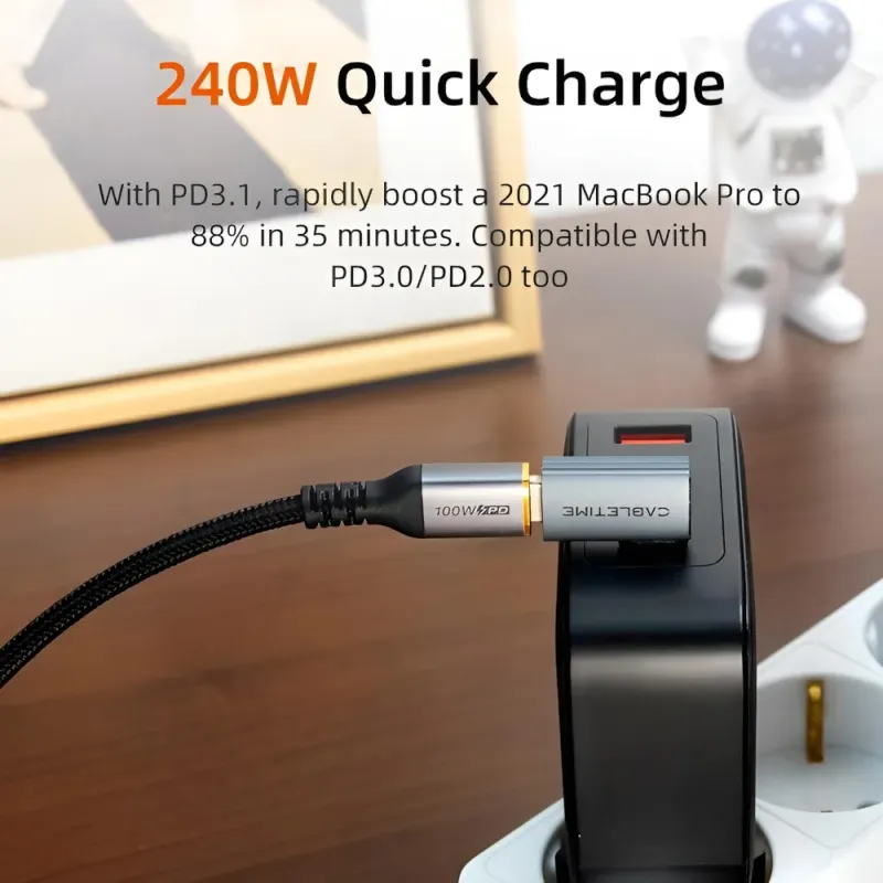 Αντάπτορας USB-C Γωνιακός USB4 240W 40Gbps 8K Γκρι Cabletime CT-OTG42-AG