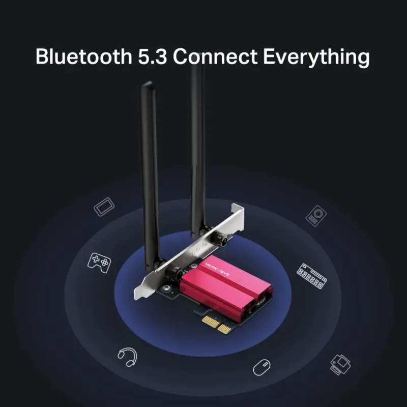 Ασύρματη Κάρτα Δικτύου Wi-Fi 6E AXE5400 Bluetooth 5.3 PCIe Mercusys MA86XE V2 Ασύρματη Κάρτα Δικτύου Wi-Fi 6E AXE5400 Bluetooth 5.3 PCIe Mercusys MA86XE V2