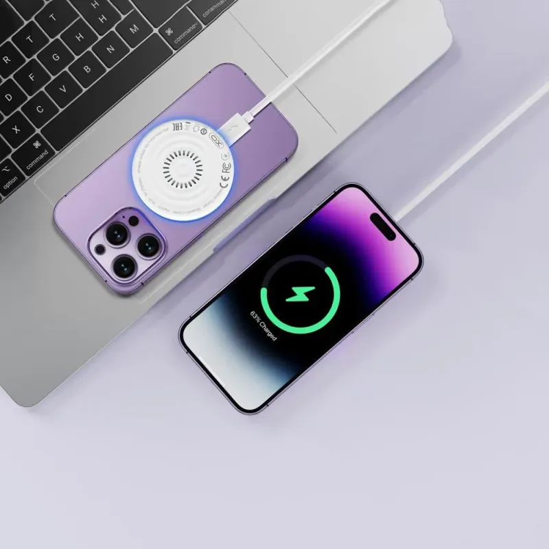 Ασύρματος Μαγνητικός Φορτιστής 15W Με Μπλε LED Φως Φόρτισης Λευκό XO CX042