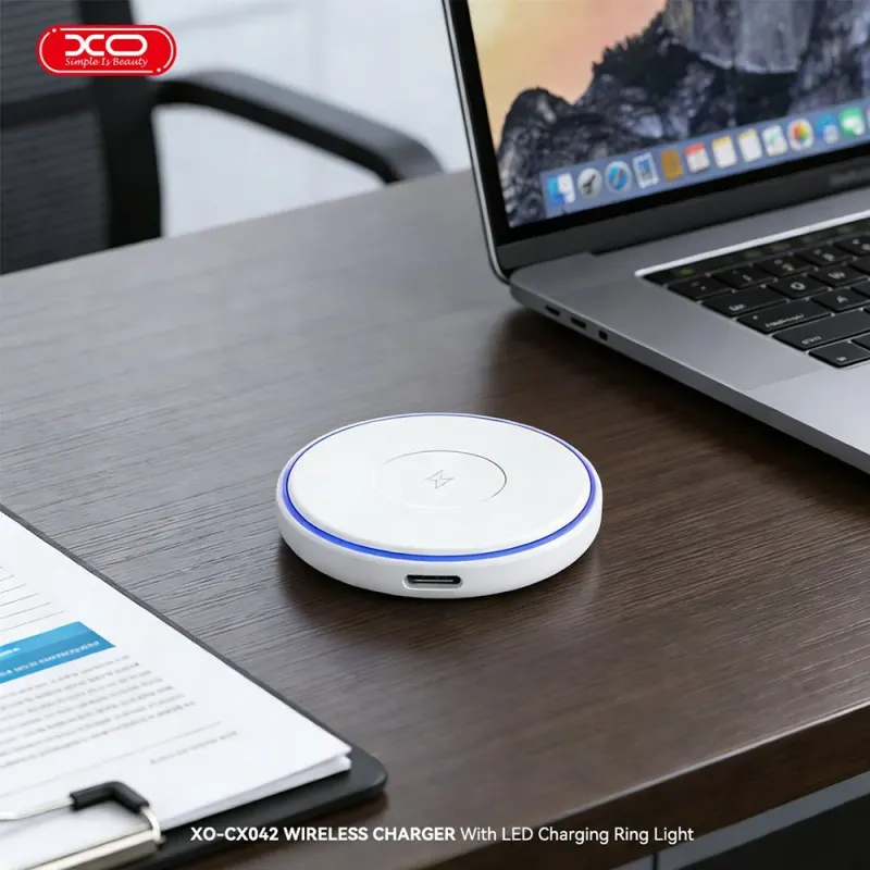 Ασύρματος Μαγνητικός Φορτιστής 15W Με Μπλε LED Φως Φόρτισης Λευκό XO CX042