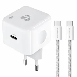Φορτιστής Κινητού USB-C 60W Γρήγορης Φόρτισης GaN3 PD 3.2 AVS Με Καλώδιο USB-C Powertech PT-1581