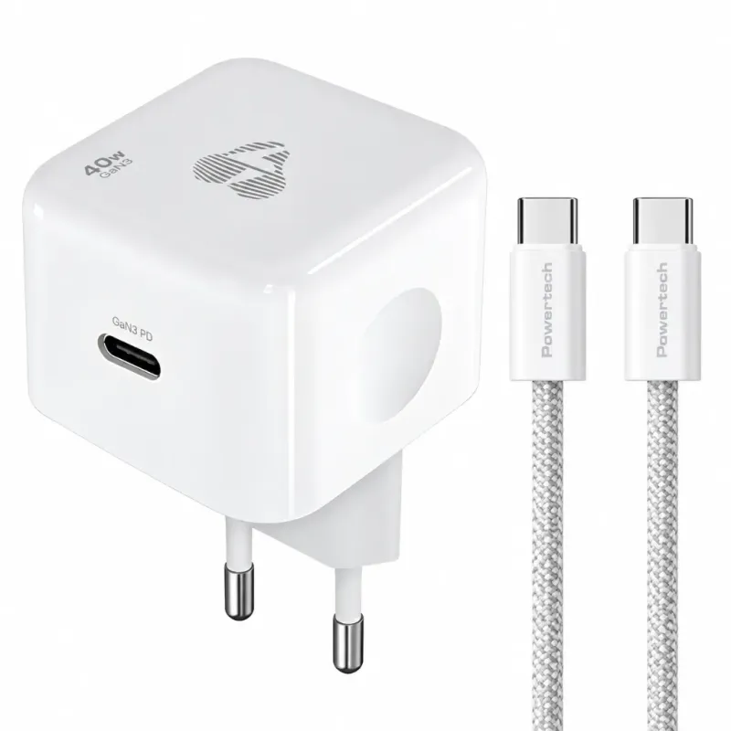 Φορτιστής Κινητού USB-C 60W Γρήγορης Φόρτισης GaN3 PD 3.2 AVS Με Καλώδιο USB-C Powertech PT-1581 Φορτιστής Κινητού USB-C 60W Γρήγορης Φόρτισης GaN3 PD 3.2 AVS Με Καλώδιο USB-C Powertech PT-1581