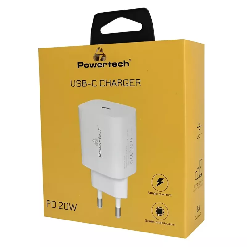 Φορτιστής Κινητού USB-C 20W Γρήγορης Φόρτισης PD Powertech PT-1091 Φορτιστής Κινητού USB-C 20W Γρήγορης Φόρτισης PD Powertech PT-1091
