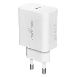 Φορτιστής Κινητού USB-C 30W Γρήγορης Φόρτισης PD QC3.0 GaN Λευκός Powertech PT-1043