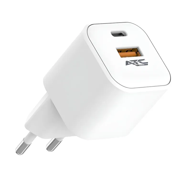 Φορτιστής Κινητού USB-C USB-A 20W Γρήγορης Φόρτισης GaN PPS Λευκό ATC CHF15