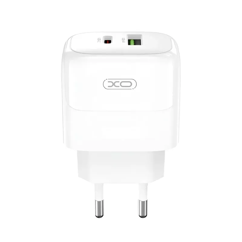 Φορτιστής Κινητού USB-C USB-A 20W Γρήγορης Φόρτισης Λευκός XO L137