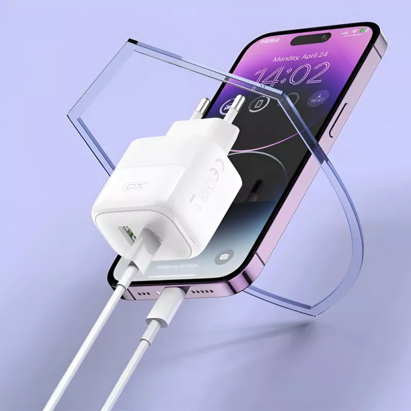 Φορτιστής Κινητού USB-C USB-A 20W Γρήγορης Φόρτισης Λευκός XO L137