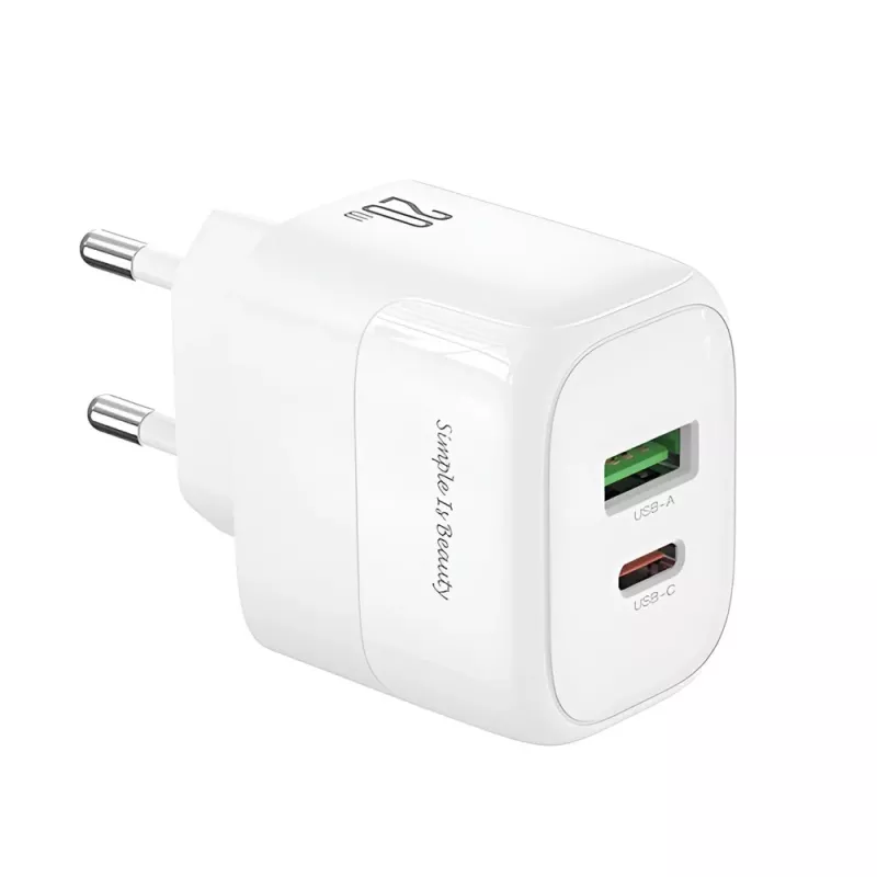 Φορτιστής Κινητού USB-C USB-A 20W Γρήγορης Φόρτισης Λευκός XO L137