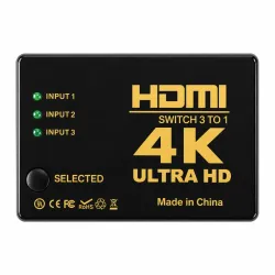 HDMI Switch 4K 3 Σε 1 Με Τηλεχειριστήριο Για TV - Console - TV Box