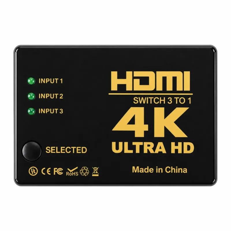 HDMI Switch 4K 3 Σε 1 Με Τηλεχειριστήριο Για TV - Console - TV Box HDMI Switch 4K 3 Σε 1 Με Τηλεχειριστήριο Για TV - Console - TV Box