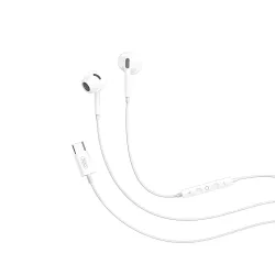 Handsfree Ακουστικά Type-C Flat Ear Με Μικρόφωνο 6ης Γενιάς Λευκά XO EP78