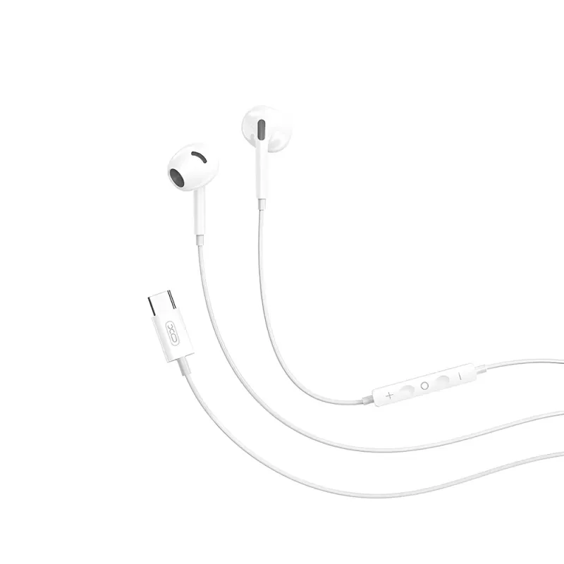 Handsfree Ακουστικά Type-C Flat Ear Με Μικρόφωνο 6ης Γενιάς Λευκά XO EP78