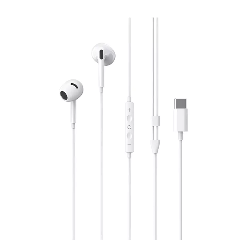 Handsfree Ακουστικά Type-C Flat Ear Με Μικρόφωνο 6ης Γενιάς Λευκά XO EP78