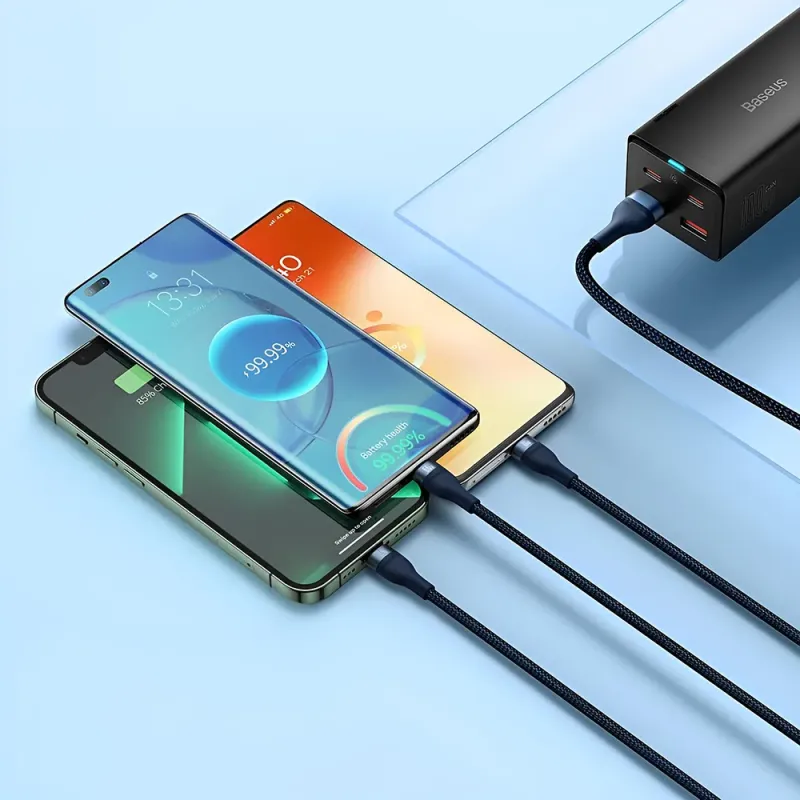 Καλώδιο 3 Σε 1 USB-A Σε USB-C Micro USB Και Lightning 66W 1.2m Μπλε Baseus CASS040003