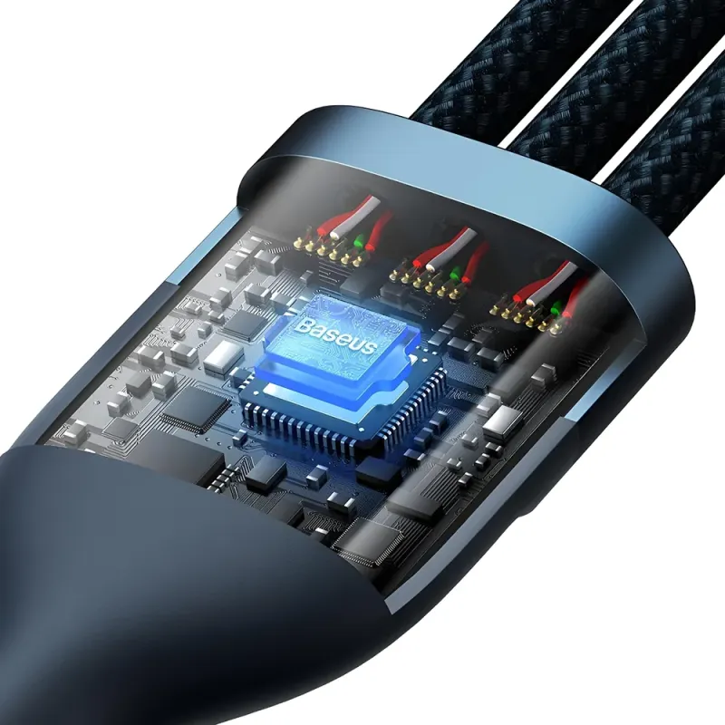 Καλώδιο 3 Σε 1 USB-A Σε USB-C Micro USB Και Lightning 66W 1.2m Μπλε Baseus CASS040003