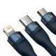 Καλώδιο 3 Σε 1 USB-A Σε USB-C Micro USB Και Lightning 66W 1.2m Μπλε Baseus CASS040003