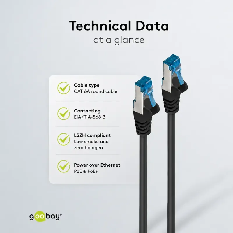 Καλώδιο Δικτύου Cat 6A S/FTP RJ45 500MHz 2m Μαύρο GOOBAY 93746
