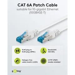 Καλώδιο Δικτύου Cat 6A S/FTP RJ45 500MHz 3m Λευκό GOOBAY 93790