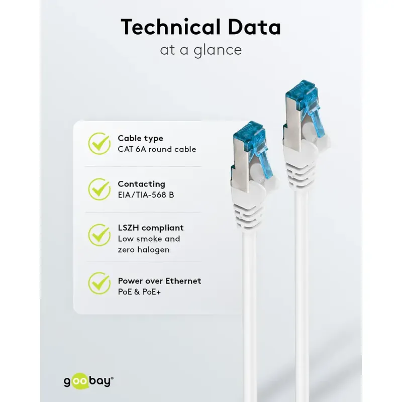 Καλώδιο Δικτύου Cat 6A S/FTP RJ45 500MHz 3m Λευκό GOOBAY 93790