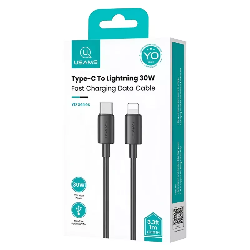 Καλώδιο Φόρτισης Lightning Σε USB-C 30W 1m Μαύρο USAMS US-SJ712 Καλώδιο Φόρτισης Lightning Σε USB-C 30W 1m Μαύρο USAMS US-SJ712
