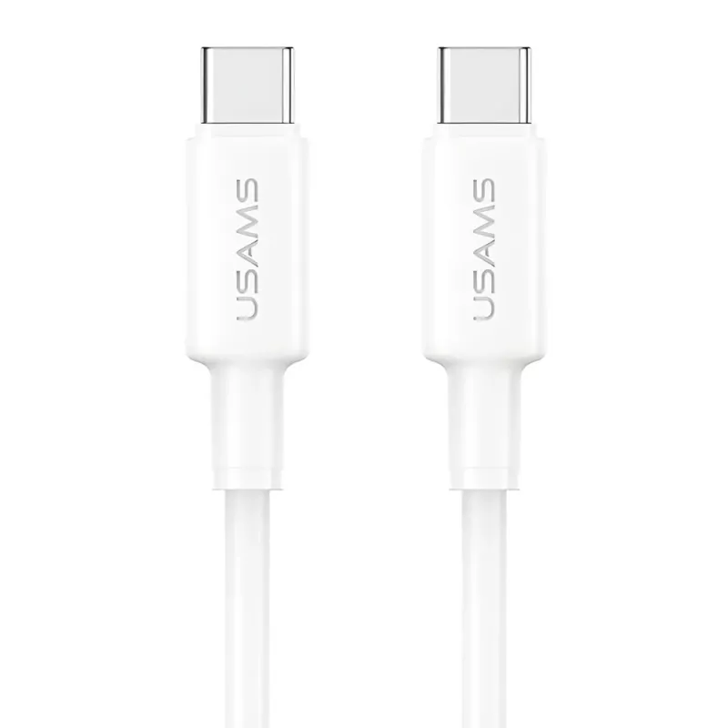 Καλώδιο Φόρτισης USB-C σε USB-C 60W 1m Λευκό USAMS SJ763 Καλώδιο Φόρτισης USB-C σε USB-C 60W 1m Λευκό USAMS SJ763