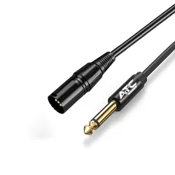 Καλώδιο Ήχου 6.35mm TS Σε XLR 3-Pin Αρσενικό OFC Επίχρυσο 2m Μαύρο