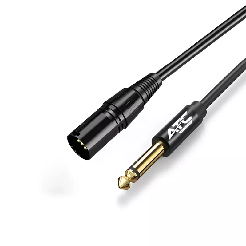 Καλώδιο Ήχου 6.35mm TS Σε XLR 3-Pin Αρσενικό OFC Επίχρυσο 2m Μαύρο