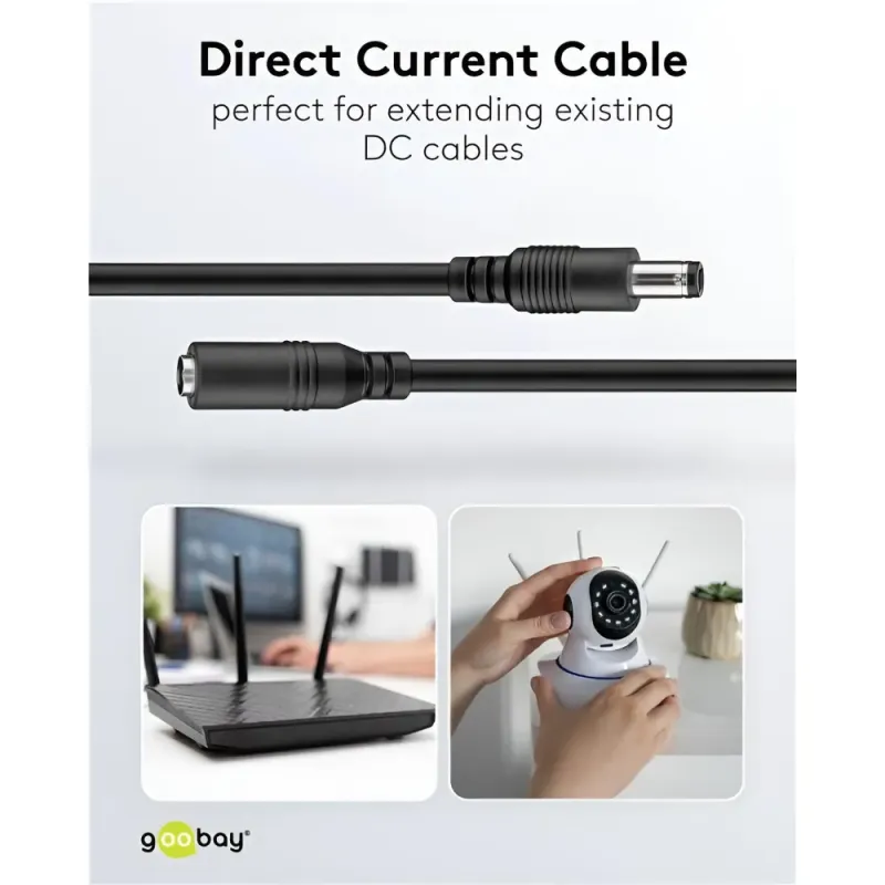 Καλώδιο Προέκτασης DC 5.5x2.1mm 1.5m Μαύρο Goobay 76635 Καλώδιο Προέκτασης DC 5.5x2.1mm 1.5m Μαύρο Goobay 76635
