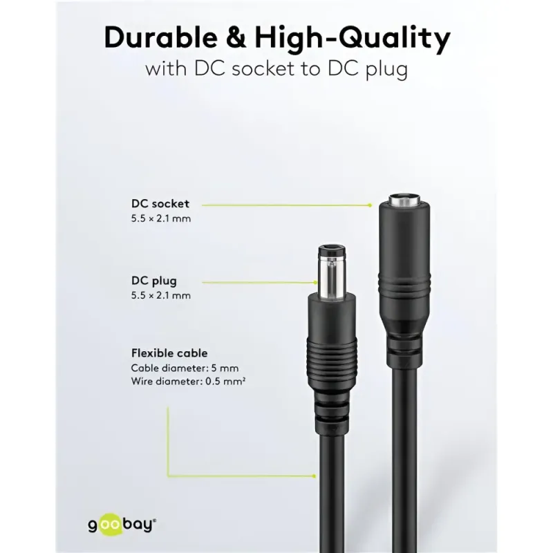 Καλώδιο Προέκτασης DC 5.5x2.1mm 1.5m Μαύρο Goobay 76635 Καλώδιο Προέκτασης DC 5.5x2.1mm 1.5m Μαύρο Goobay 76635