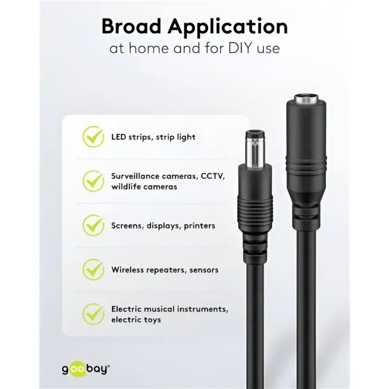 Καλώδιο Προέκτασης DC 5.5x2.1mm 1.5m Μαύρο Goobay 76635 Καλώδιο Προέκτασης DC 5.5x2.1mm 1.5m Μαύρο Goobay 76635