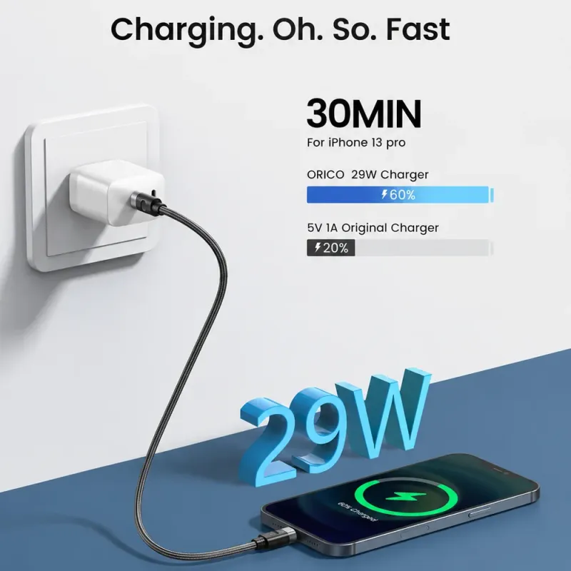Καλώδιο USB-C Σε Lightning 29W Φόρτισης 1m ORICO C2L-10-BK-BP