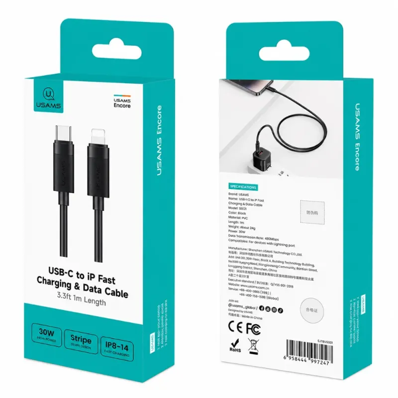 Καλώδιο USB-C Σε Lightning 30W Φόρτισης 1m USAMS SJ781USB01