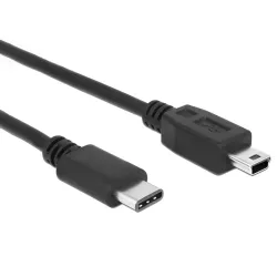 Καλώδιο USB-C Σε USB Mini USB 2.0 Μαύρο 1.5m Powertech CAB-UC079