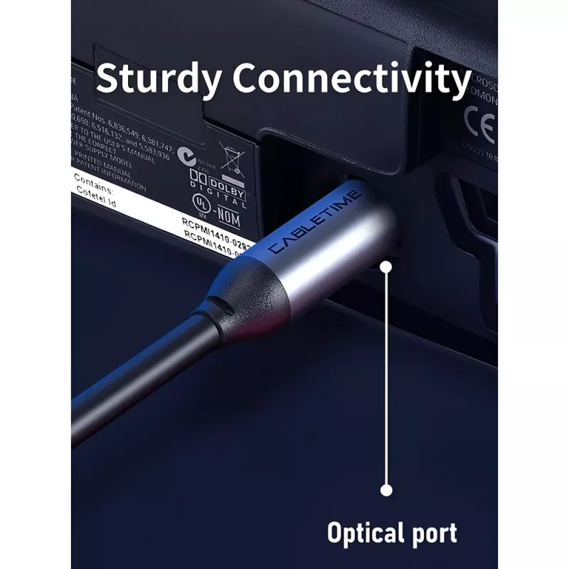 Καλώδιο Ήχου Toslink Gold Plated 5mm 3m Μαύρο CABLETIME CT-AV380-P04GN